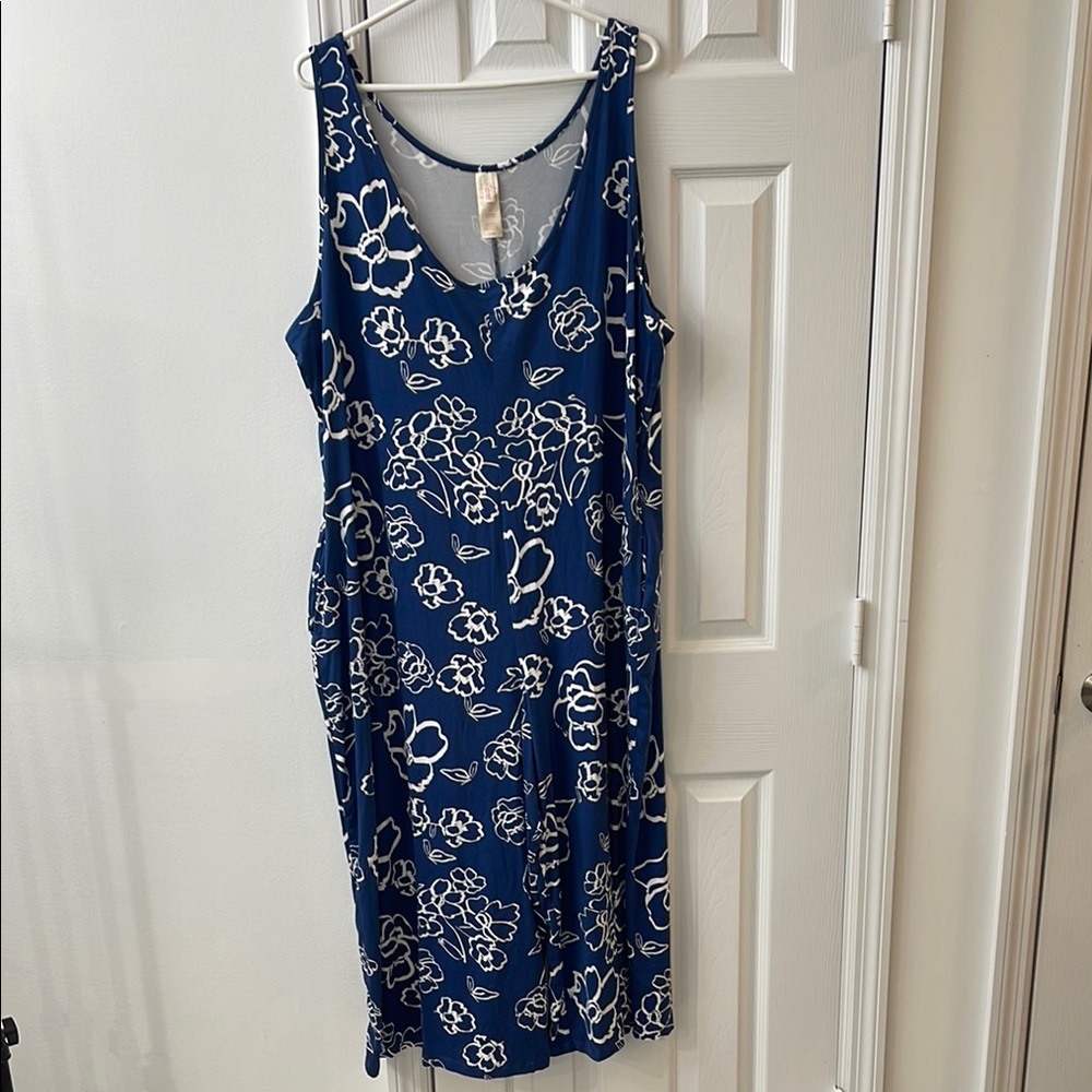 Floral Blue Sleeveless Dress